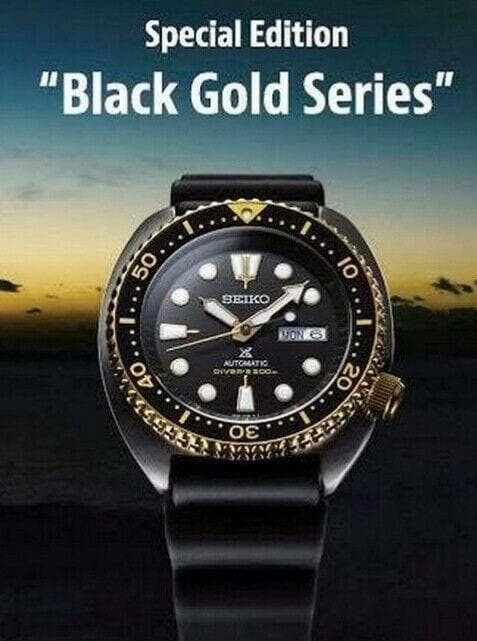Seiko Prospex Gold Ring Black Series Ninja Turtle Watch SRPD46K1