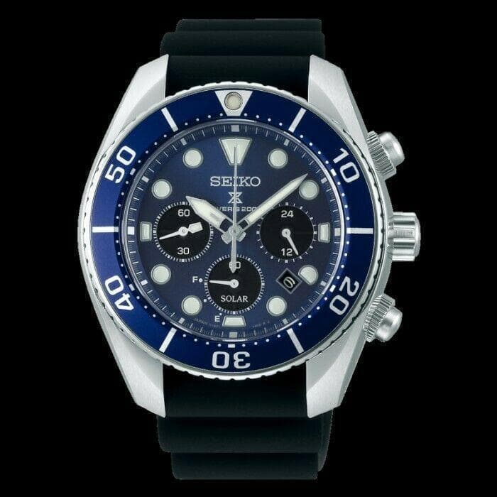Seiko Prospex Sumo Solar Chronograph Blue Men's Rubber Strap Watch SSC759J1