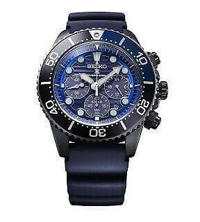 Seiko Save The Ocean Dark Solar Chronograph Blue Dial 200M Divers Watch SSC701P1