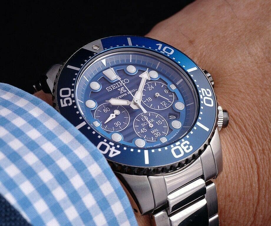 Seiko Save The Ocean Solar Chronograph Blue Dial 200M Diver's Watch SSC675P1