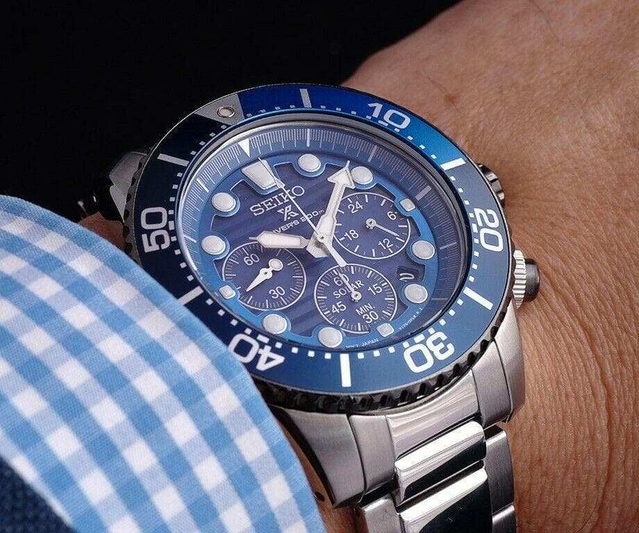 Seiko Save The Ocean Solar Chronograph Blue Dial 200M Diver's Watch SSC675P1