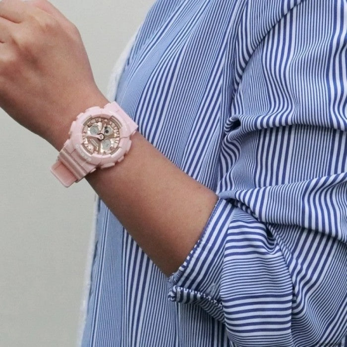 Casio Baby-G Anadigi Metallic Pink x Rose Gold Watch BA130-4ADR