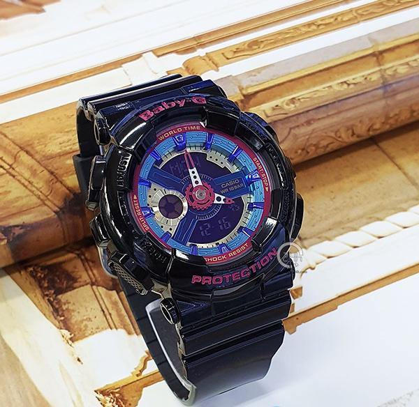Casio Baby-G BA110 Series Anadigi Neon Color Black x Multicolor Dial Watch BA112-1ADR - Diligence1International