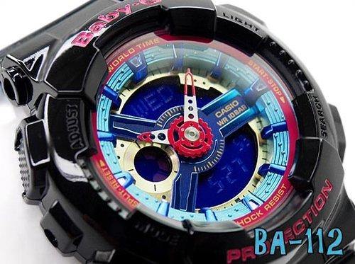 Casio Baby-G BA110 Series Anadigi Neon Color Black x Multicolor Dial Watch BA112-1ADR - Diligence1International