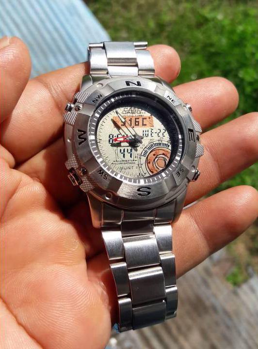 Casio Outgear Hunting Timer Moon Phase Anadigi Stainless Steel Watch AMW-704-7AV - Diligence1International