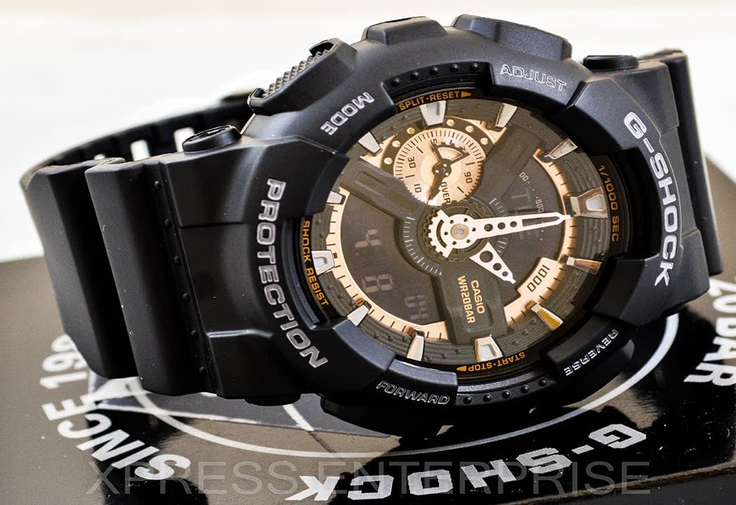 Casio G-Shock Black Stealth Series Analog-Digital Black x Rose Gold x Gray Accents Watch GA110RG-1ADR - Diligence1International