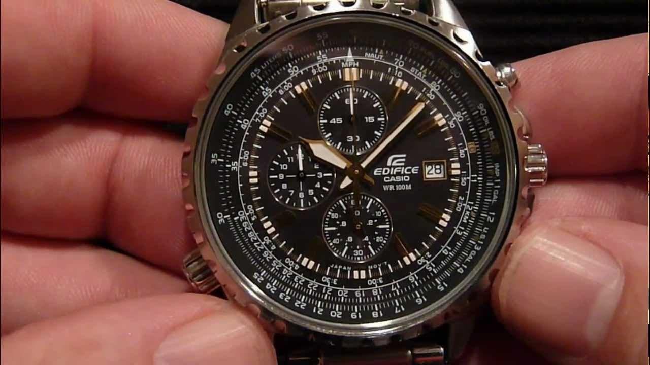 Casio Edifice Aviator Chronograph Black Dial Men's Leather Strap Watch EF-527L-1AV - Diligence1International