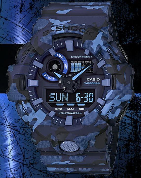 Casio G-Shock Military Blue Camo Watch Camouflage GA700CM-2ADR - Diligence1International