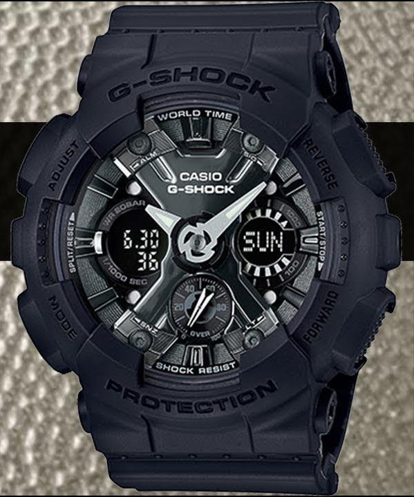 Casio G-Shock Black Stealth Series Anadigi Black Metallic Face Ladies' Watch GMAS120MF-1ADR - Diligence1International
