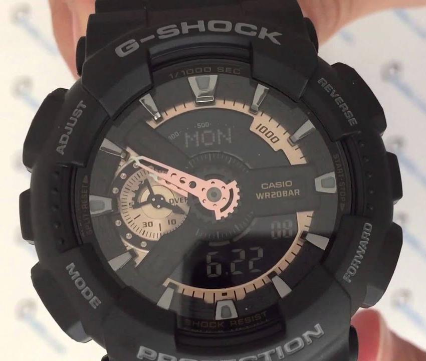 Casio G-Shock Black Stealth Series Analog-Digital Black x Rose Gold x Gray Accents Watch GA110RG-1ADR - Diligence1International