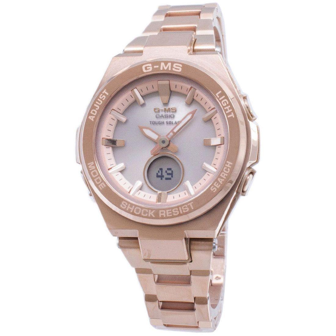 Casio Baby-G G-MS Anadigi Rose Gold Plated Silver Dial Watch MSG