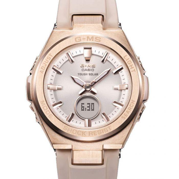 Casio Baby-G G-MS Anadigi Rose Gold Plated Silver Dial Light Pink Watch MSGS200G-4ADR - Diligence1International