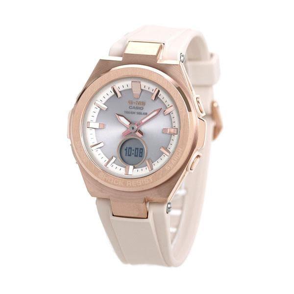 Casio Baby-G G-MS Anadigi Rose Gold Plated Silver Dial Light Pink Watch MSGS200G-4ADR - Diligence1International