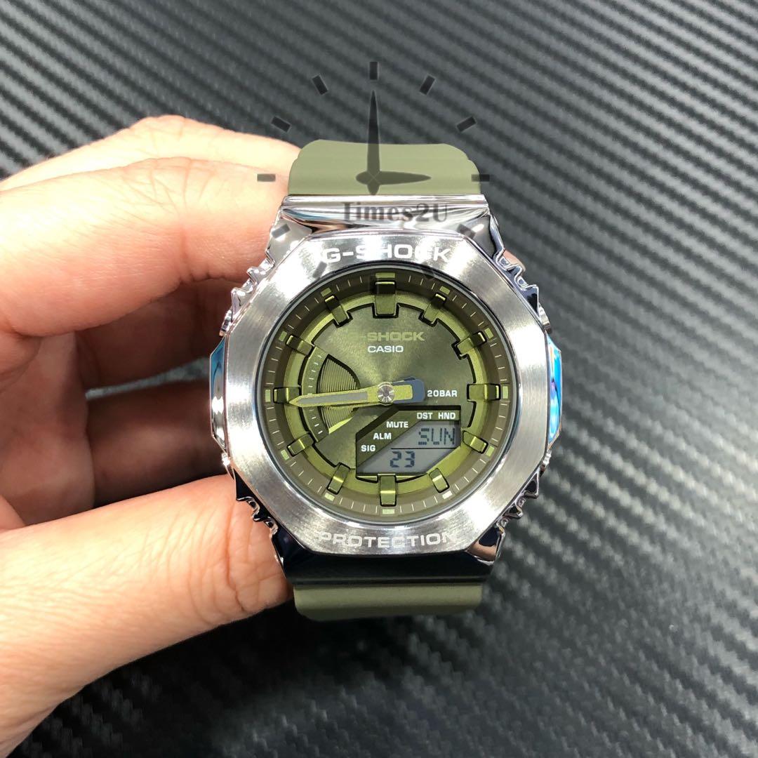 Casio G-Shock Carbon Core Guard Green AP CasiOak Ladies' Metal Case Watch GMS2100B-3ADR