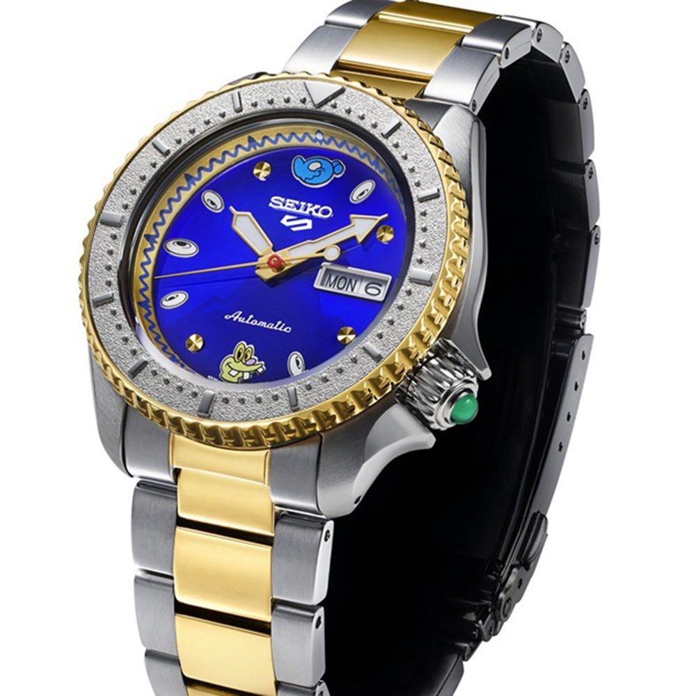 Seiko 5 Sports LE 100M COIN PARKING DELIVERY Men's 2 Tone Gold Plated Watch SRPK02K1