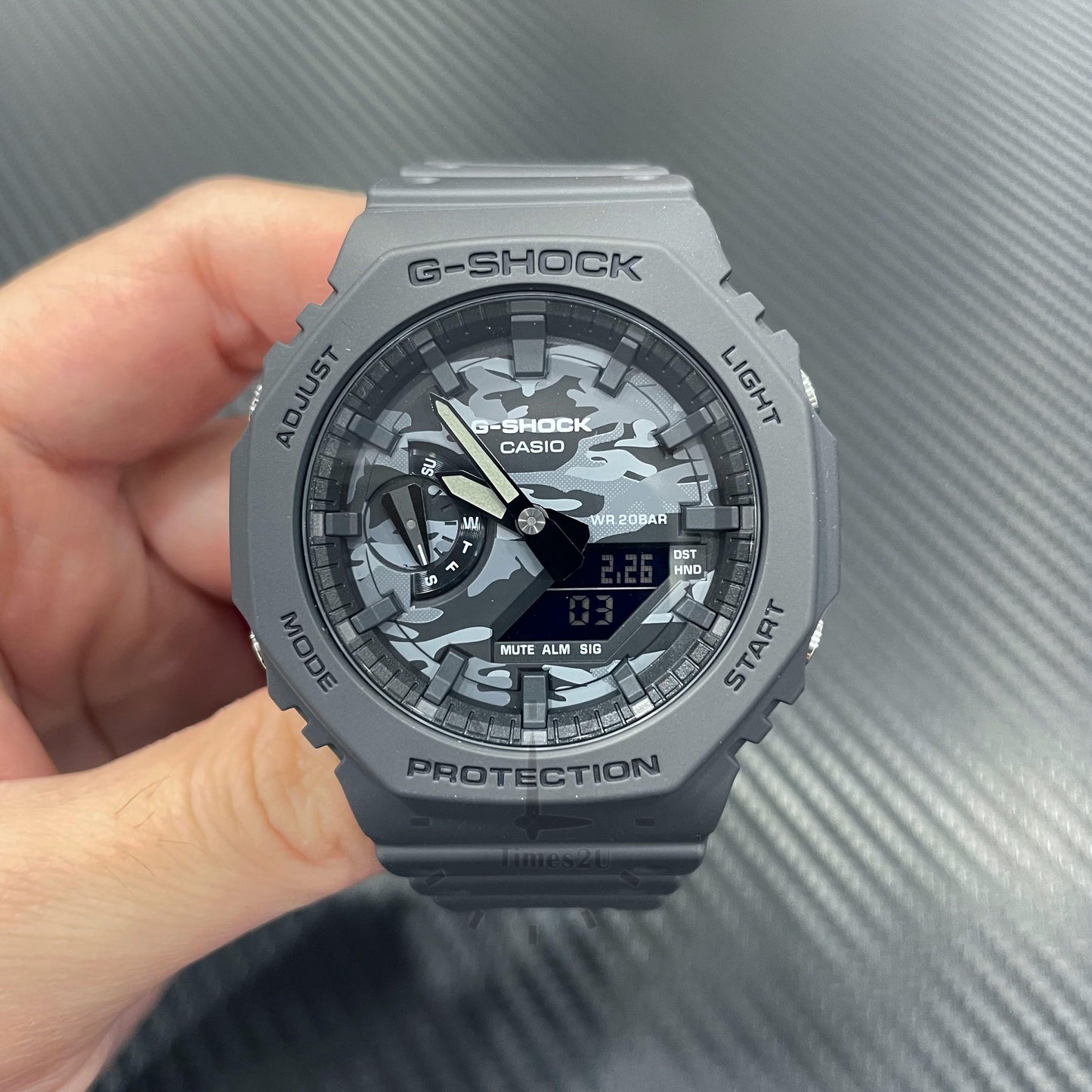 Casio G-Shock Carbon Core Guard Camo Black Dial AP CasiOak Watch GA2100CA-8ADR