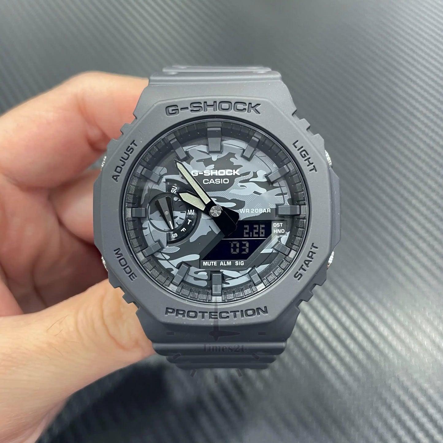 Casio G-Shock Carbon Core Guard Camo Black Dial AP CasiOak Watch GA2100CA-8ADR