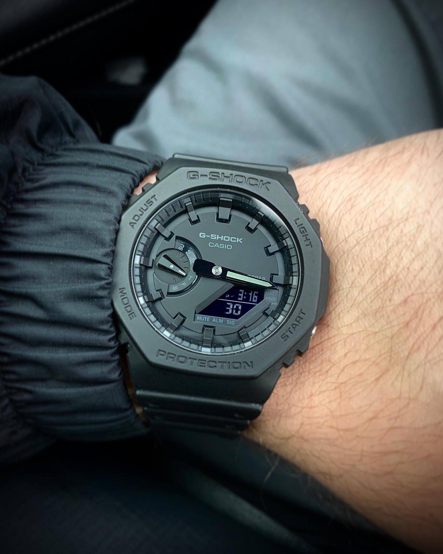 Casio G-Shock Carbon Core Guard ALL Black AP CasiOak Watch GA2100-1A1DR - Diligence1International