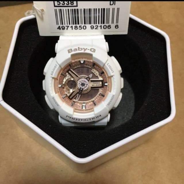 Casio Baby-G BA110 Series Analog-Digital White x Rose Gold Dial Watch BA110-7A1DR - Diligence1International