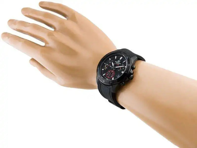 Casio Edifice Chronograph All Black Men's PVD Rubber Strap Watch EFV-540PB-1AV - Diligence1International