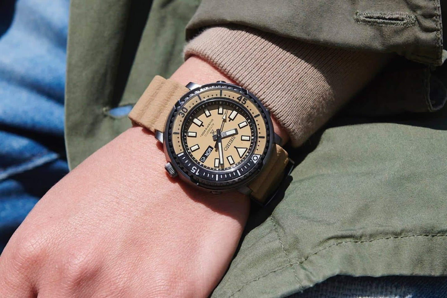 Seiko Prospex Men's Urban Safari "Desert Beige" Baby Tuna Watch SRPE29K1 - Diligence1International