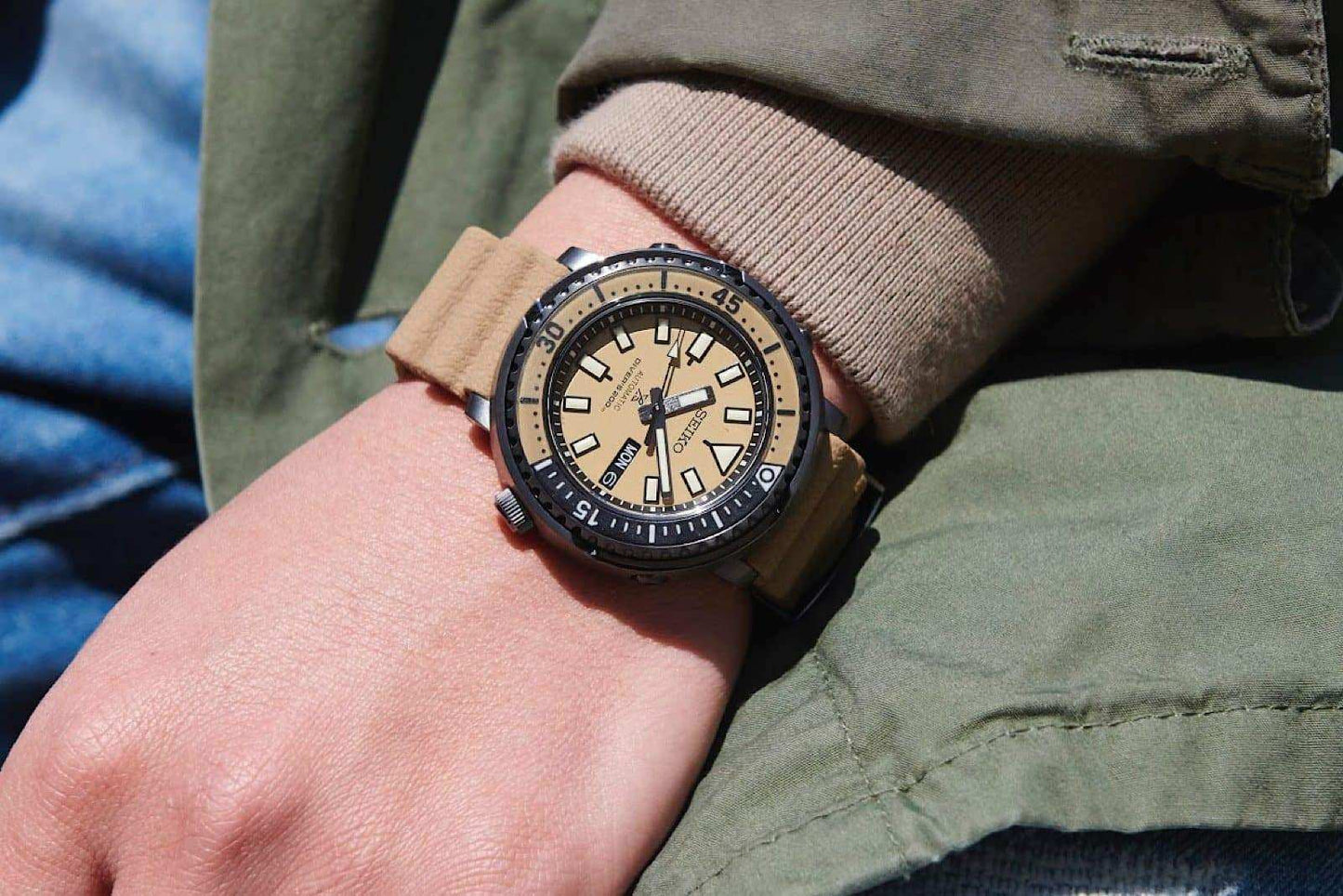 Seiko Prospex Men's Urban Safari "Desert Beige" Baby Tuna Watch SRPE29K1 - Diligence1International