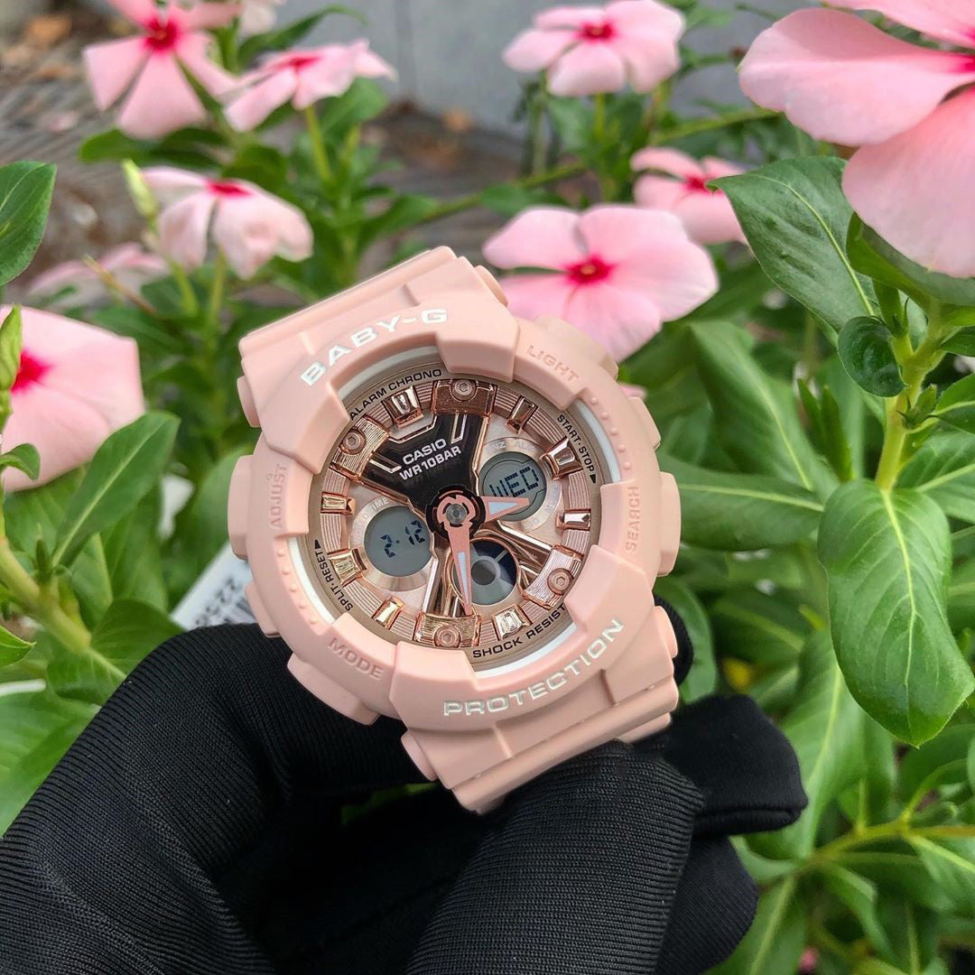 Casio Baby-G Anadigi Metallic Pink x Rose Gold Watch BA130-4ADR