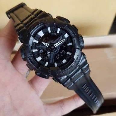 Casio G-Shock Black Out Leather Texture Series Anadigi Black Watch GA110BT-1ADR - Diligence1International
