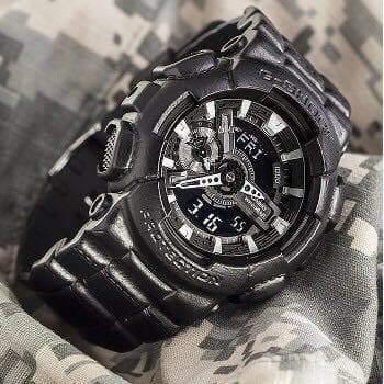 Casio G-Shock Black Out Leather Texture Series Anadigi Black Watch GA110BT-1ADR - Diligence1International