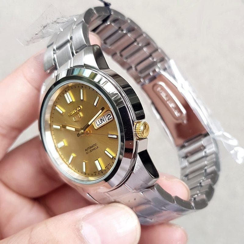 Seiko 5 Classic Men's Size Gold Dial Stainless Steel Strap Watch SNKK13K1 - Diligence1International