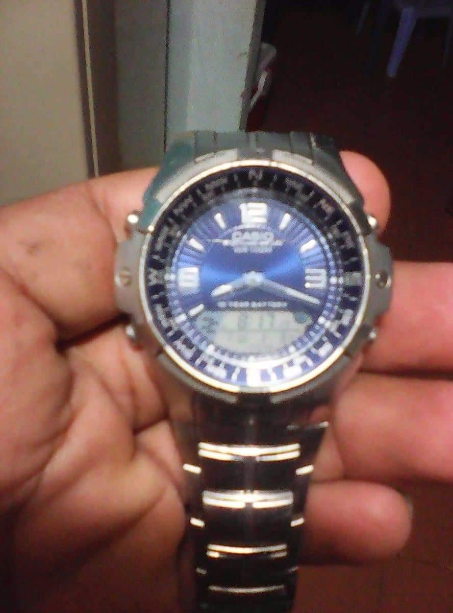 Casio Outgear Fishing Gear Moon Phase Anadigi Stainless Steel Watch AMW-708D-2A - Diligence1International