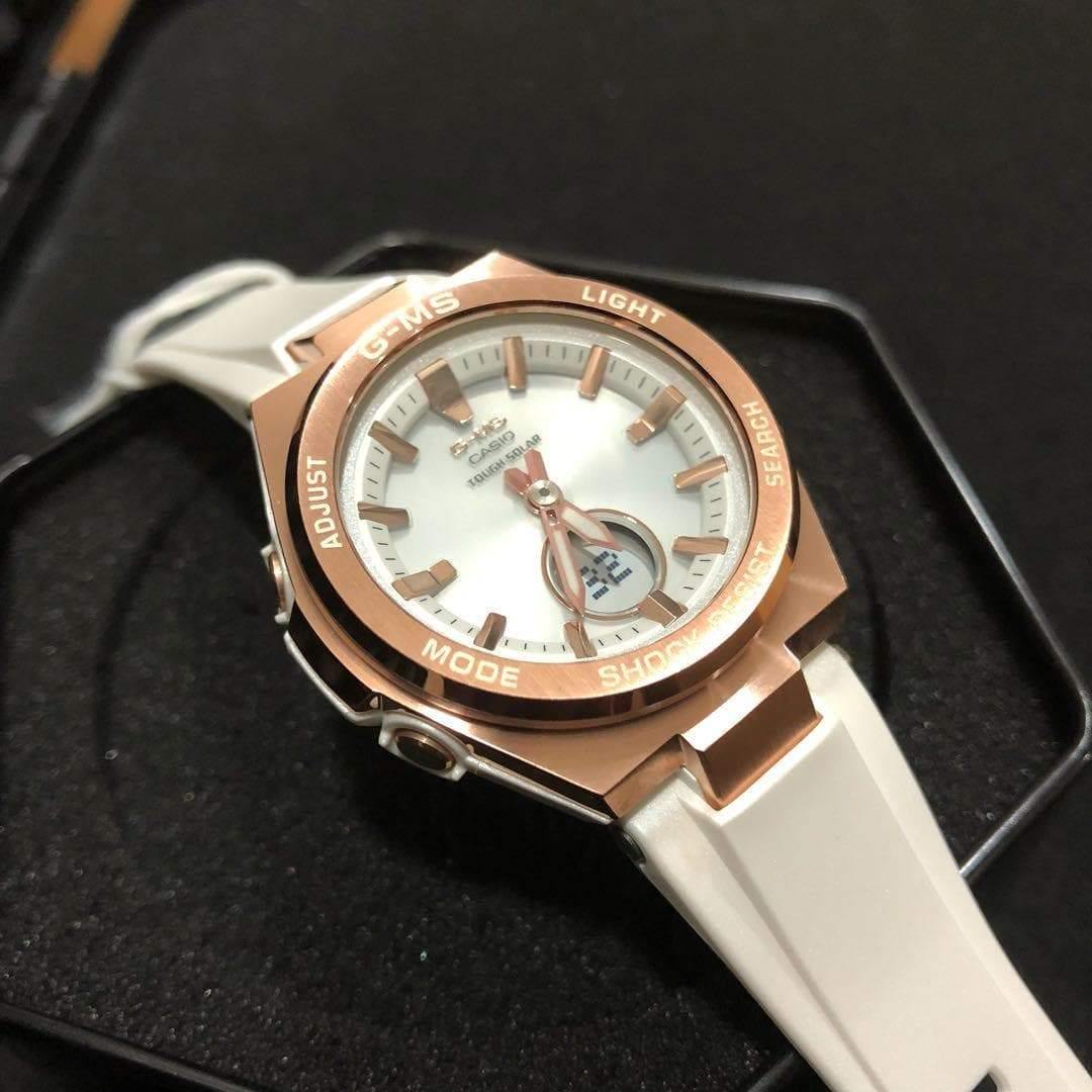 Casio Baby-G G-MS Anadigi Rose Gold Plated Silver Dial Light Pink Watch MSGS200G-4ADR - Diligence1International