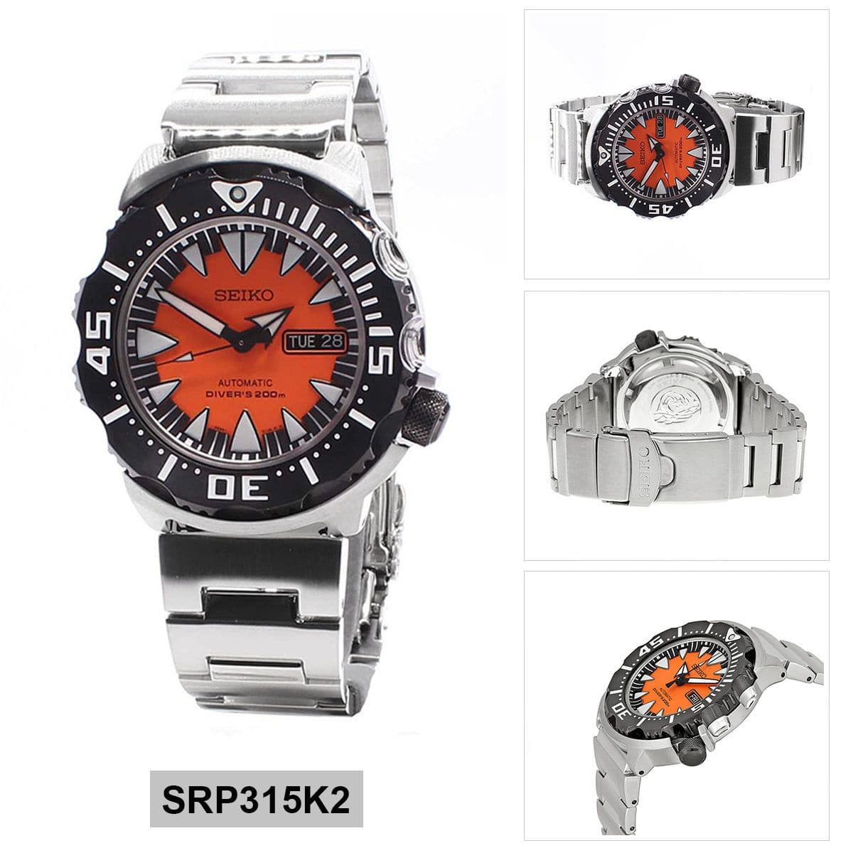 Seiko Monster Orange Fang 2nd Gen Diver's Men's Stainless Steel Watch SRP315K2 - Diligence1International