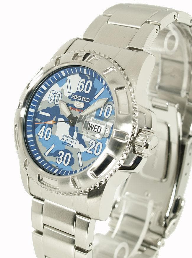 Seiko 5 Sports Military 100M Camo Blue Dial Automatic Men's Watch SRP223K1 - Diligence1International