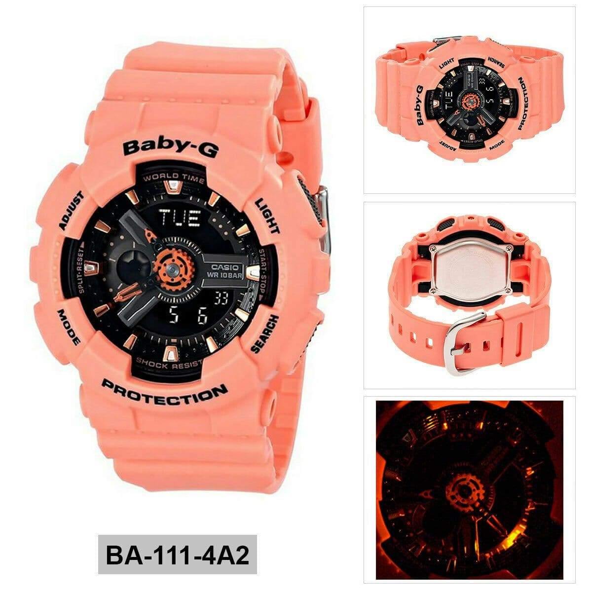 Casio Baby-G BA-110 Series Standard Anadigi Peach Matte Orange x Black Dial Watch BA111-4A2DR - Diligence1International