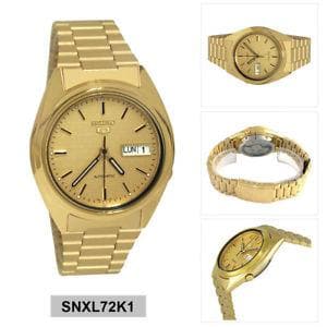 Seiko 5 Classic Mens Size Gold Dial & Plated Stainless Steel Strap Watch SNXL72K1 - Diligence1International