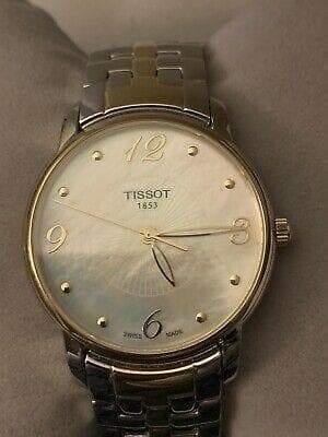 Tissot Swiss Made T-Round 2 Tone Gold Plated Ladies' MOP Watch T052.210.22.117.00 - Diligence1International