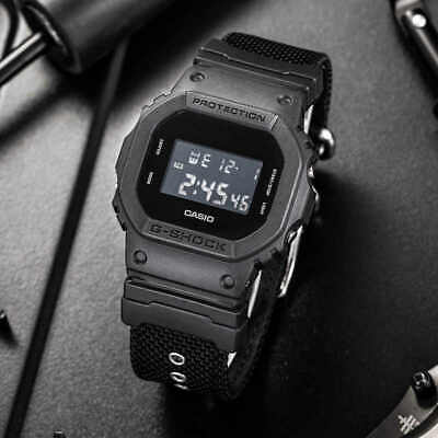 Casio G-Shock Standard Digital ALL Black LCD Nylon Fabric Band Watch DW5600BBN-1DR - Diligence1International