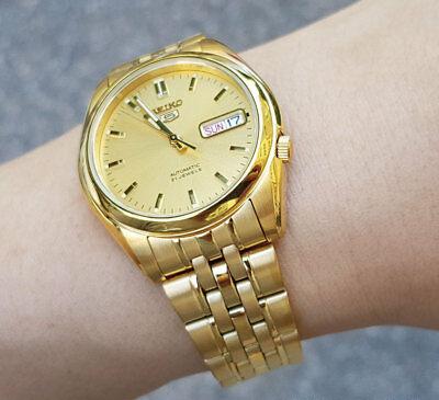Seiko 5 Classic Mens Size Gold Dial & Plated Stainless Steel Strap Watch SNK366K1 - Diligence1International