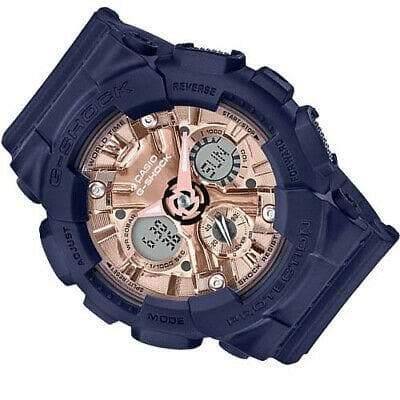 Casio G-Shock Anadigi Rose Gold Metallic Face Ladies' Blue Watch GMAS120MF-2A2DR - Diligence1International