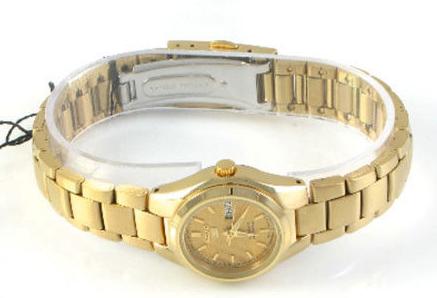 Seiko 5 Classic Ladies Size Gold Dial Gold Plated Stainless Steel Strap Watch SYMC18K1 - Diligence1International