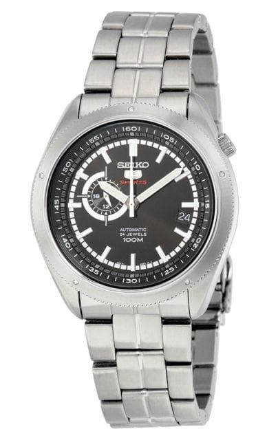 Seiko 5 Sports 100M 24 Hour Sub-Dial Black Men's Stainless Steel Strap Watch SSA065K1 - Diligence1International