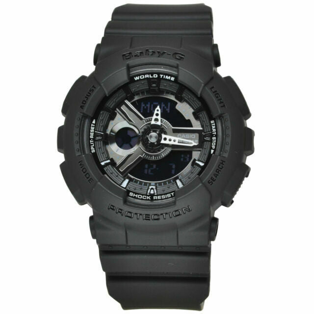 Casio Baby-G BA110 Series Anadigi All Black Stealth Series Watch BA110BC-1ADR