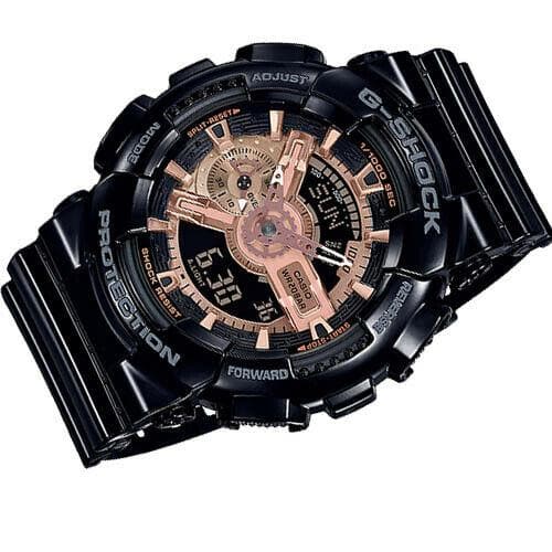 Casio G-Shock X-Large Series Anadigi Rose Gold Dial Glossy Black Watch GA100GBX-1A4DR - Diligence1International