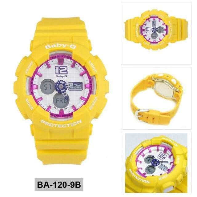 Casio Baby-G BA120 Analog-Digital Yellow x Pink Accents White Dial Watch BA120-9BDR - Diligence1International