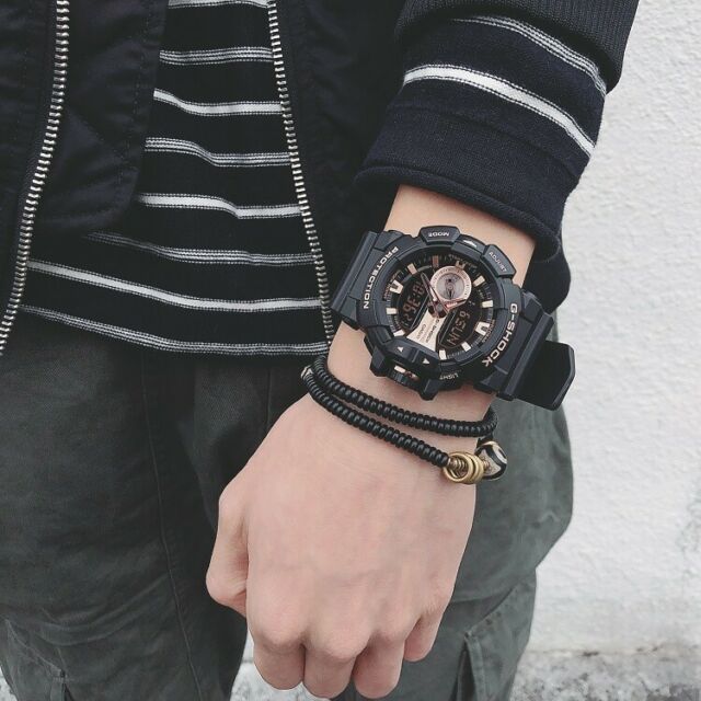 Casio G-Shock Big Case Analog-Digital Black x Rose Gold Tone Accents Watch GA400GB-1A4DR