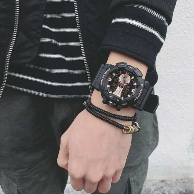 Casio G-Shock Big Case Analog-Digital Black x Rose Gold Tone Accents Watch GA400GB-1A4DR
