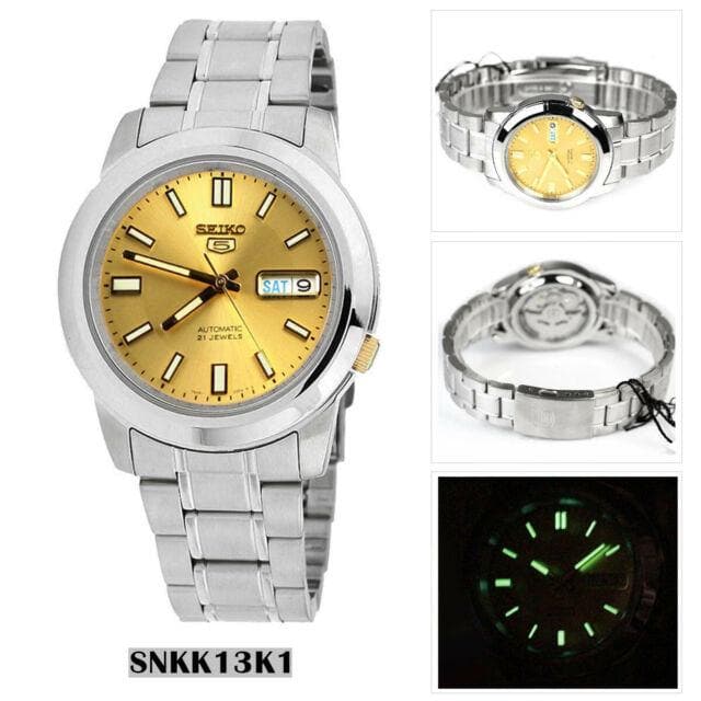 Seiko 5 Classic Men's Size Gold Dial Stainless Steel Strap Watch SNKK13K1 - Diligence1International