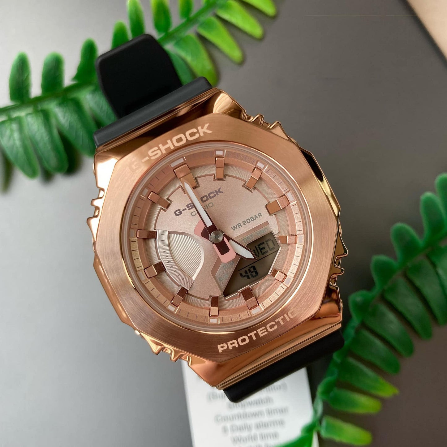 Casio G-Shock Carbon Core Guard Rose Gold AP CasiOak Ladies' Metal Case Watch GMS2100PG-1A4DR