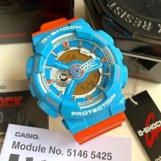 Casio G-Shock GA110 Series Anadigi Hyper Color Sky Blue x Orange Watch GA110NC-2ADR - Diligence1International